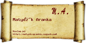 Matyók Aranka névjegykártya
